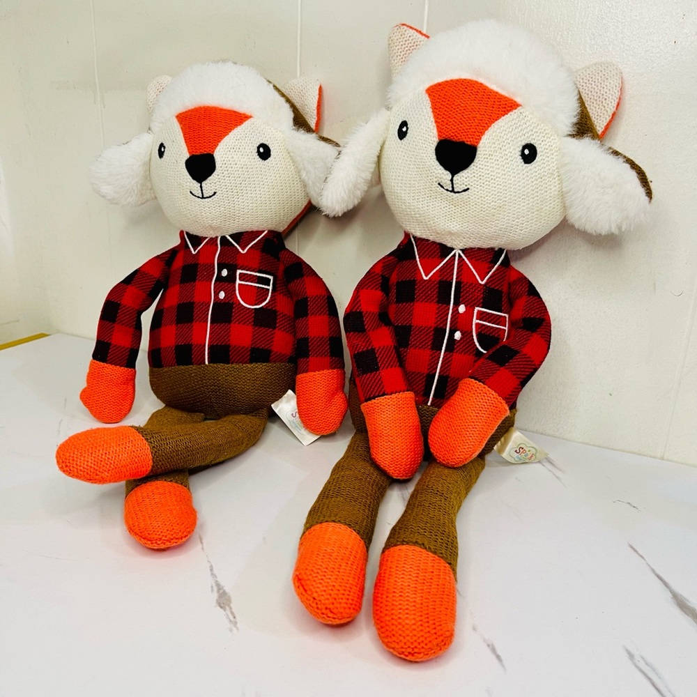 Spark Create Orange Fox Plush 18 Inch Stuffed Animal Christmas Rattle Crinkle